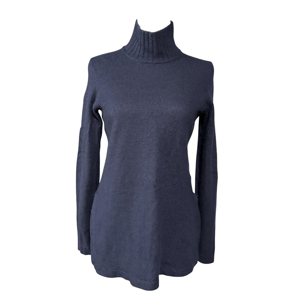 Vince Sweater Tunic Womens M Blue 100% Cashmere Turtleneck Long Sleeve Pullover